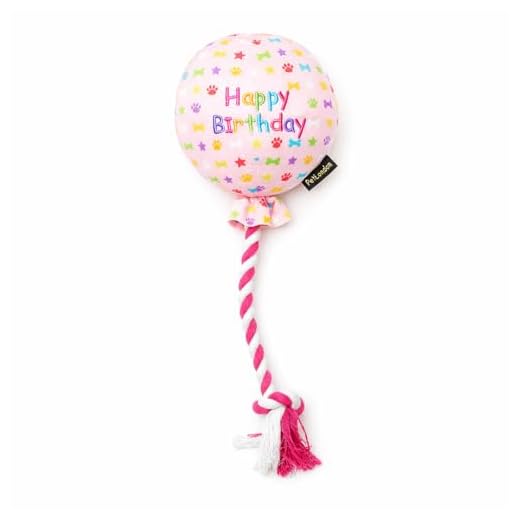 Pet London Globo Rosa de cumpleaños de Juguete para Perro – Celebra el Feliz cumpleaños del Perro – Peluche Colorido patrón de Confeti Arco Iris Regalo de Fiesta de Perro Perfecto Regalo de día
