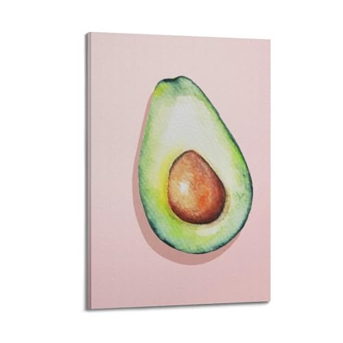 Toile avocat aquarelle rose pour une decoration murale moderne