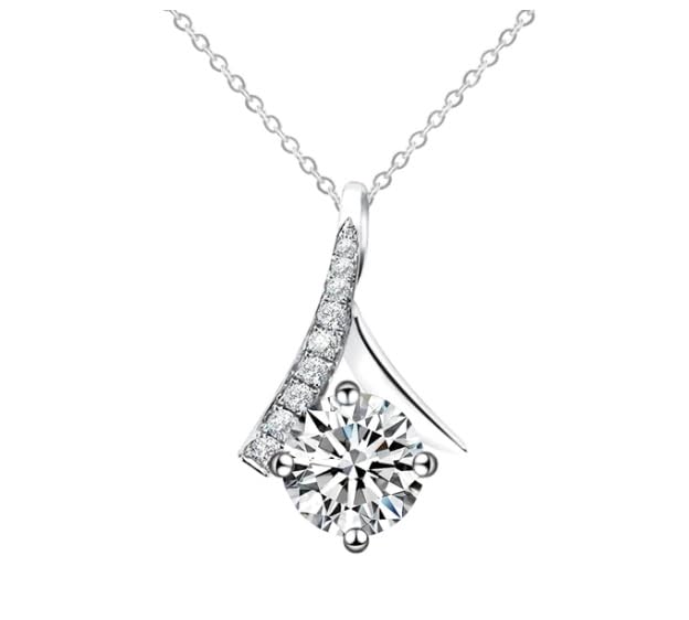 Krisah American Diamond Solitaire Pendant 1 Carat 6.5 Mm With Silver Chain For Womens (B0C7W8P3N5) Amazon Price History, Amazon Price Tracker