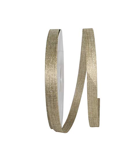 Reliant Ribbon Linen Sparkle Supreme Ribbon, 5/8 Inch X 100 Yards, Natural/gold