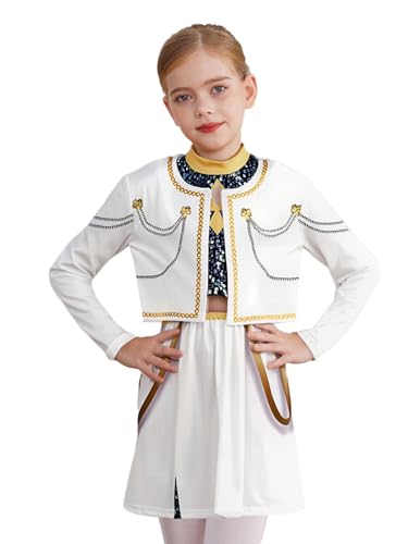 Sxiwei Kids Girls 3Pcs Long Sleeve Outerwear and Vest with Bottoms Concert Popular Singer Fashion Print Outfits Type C 7-8 Years