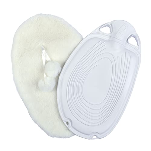 LAGUELLE - BOUILLOTTE HOUSSE POLAIRE EN ELASTOMERE - Fabrication Française - Bleue - Housse confort"Peluche" blanche Cover