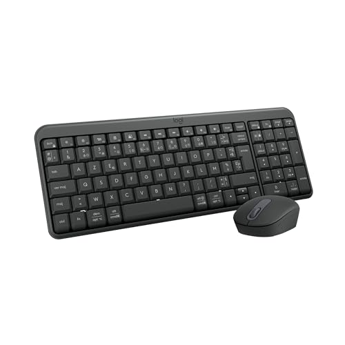 Logitech MK250 Kit mouse e tastiera wireless Bluetooth : connettività facile e veloce, tastiera wireless compatta, mouse ambidestro, struttura resistente - Windows/macOS - AZERTY