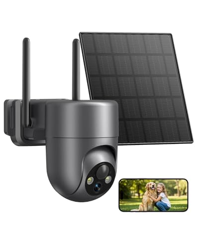 Image of LIWAN Solar Security Cameras Wireless Outdoor, 360 View PTZ Camera for Home Security, 2K HD Color Night Vision, AI Human Detection, IP66 Weatherproof, 2.4GHz WiFi Only