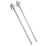 キャンピングムーン（CAMPING MOON） 係留用ポール 係留用ペグ ペット 大型犬用 ステンレス鋼420製 2点セット K45N-2P 45cm 固い地面にも打ち込める 360度回転