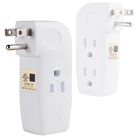 FiiMan 3 Outlet Wall Adapter, UL Listed 1875W/15Amps 3-Prong Grounded Vertical Outlet to The Side, Wall Plug Side Access Adapter, 3 Way Power Splitter Outlet Extender Tap, White (1 Pack) Cover