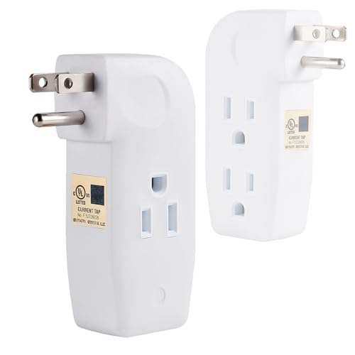 FiiMan 3 Outlet Wall Adapter, UL Listed 1875W/15Amps 3-Prong Grounded Vertical Outlet to The Side, Wall Plug Side Access Adapter, 3 Way Power Splitter Outlet Extender Tap, White (1 Pack)