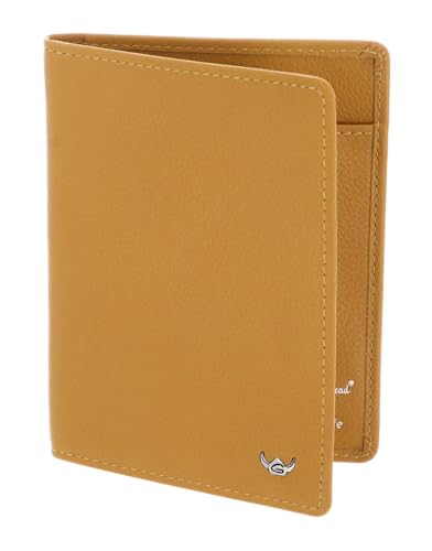 Evita robos de datos con el estuche de identificación Madrid RFID de piel mostaza Golden Head