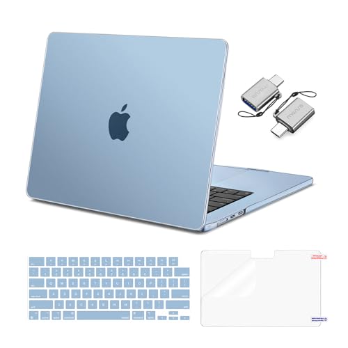Image of MOSISO Compatible with MacBook Air 15 inch Case M5 2026 M4 M3 M2 2025-2023 | A3448 A3241 A3114 A2941, Hard Shell&Keyboard Cover&Screen Film&Type C, Great for Study Travel Work, Sky Blue