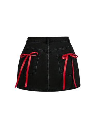 Milumia Women's Bow Knot High Waist Denim Skirt Bodycon Casual