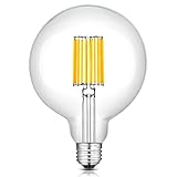 BLANC DOUX 3000K - Grande ampoule globe en verre transparent G125, style globe Edison vintage.Lueur blanche douce de 3000K, produit une atmosphère douce, confortable et saine, un peu plus blanche que les ampoules à incandescence, angle de faisceau de 360 degrés, pas de scintillement ni de stroboscope, IRC élevé (85+) et moins de chaleur.