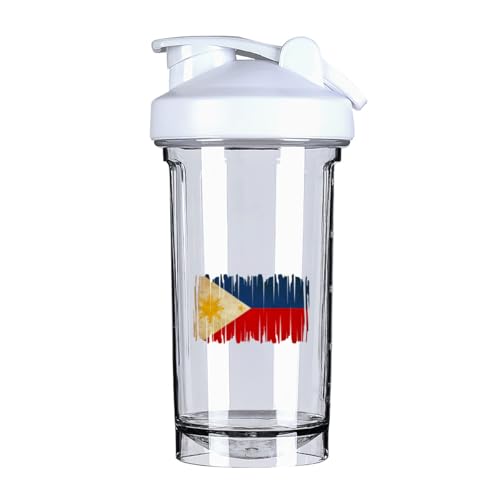 Vintage America And Philippines Flag 4 18 Ounce Shaker Cup,Fashion Theme Pattern Shaker Bottle Leak-proof Workout Shake Bottles 500ML/18 oz Perfect for Pre Workout White 0