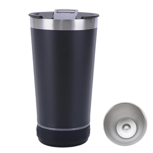 Vaso de altavoz – Taza de café aislada de acero inoxidable de 16 onzas, vaso con altavoz para campistas, viajeros, playa, camping, barbacoa, viaje por carretera, hogar, oficina, picnic, ,