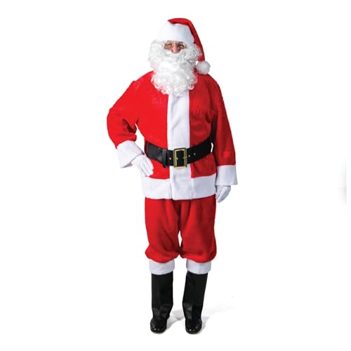 ADLT SANTA SUIT 10 PC PLUSH W/WIG XL
