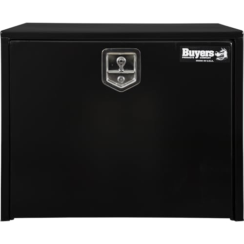Image of Buyers Products 1704303 Black Steel Underbody Truck Tool Box, 24x24x30 Inch | Truck Bed & Underbelly RV Storage Box, Locking T-Latch, Weather-Resistant, Heavy-Duty Flatbed Job Box, Made in USA