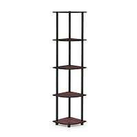 Furinno TURN-N-TUBE Corner Shelf, 5-Tier Corner Bookshelf, Open Storage Shelves, for Organization and Storage, Living Room, Home Office, Garage, Bedroom, Dark Cherry — image 8