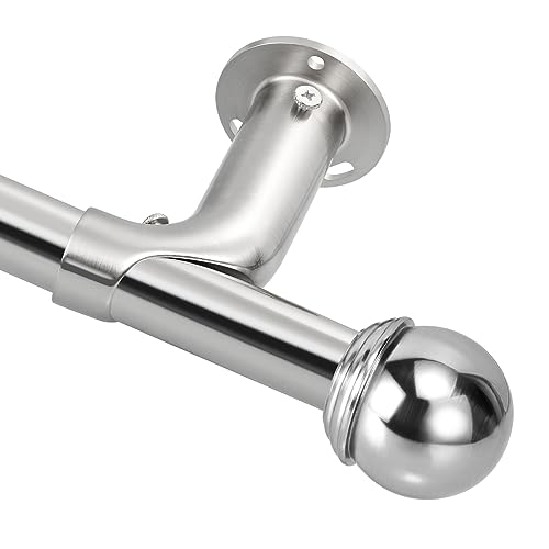 Darkening Curtain Pole Extendable 120-210cm(48-82"), Dia 16/19mm Adjustable Blackout Curtain Rod with Metal Ball Finials for eyelet curtains, Heavy Duty Decorative Windows Rods Brushed Nickel