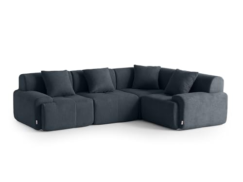 MILYsofa Divano angolare 4 posti, tessuto chenille, fodere dei cuscini