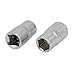 Aexit 1/2-inch Square Hand Operated Tools Drive 14mm 6 Point Socket Impact Adapter Silver Tone 2pcs Model:32as494qo108