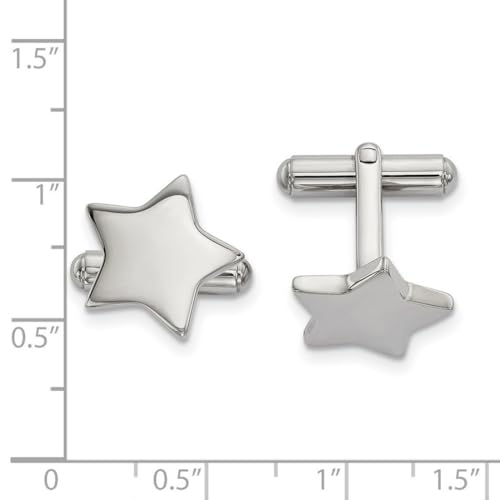 Mancuernillas estrella pulidas acero inoxidable 16.87mm miniatura 2