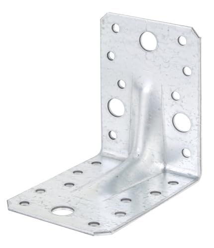 GAH-Alberts 334581 Schwerlast-Winkelverbinder mit Sicke, Handwerkerpack - sendzimirverzinkt, 90 x 90 x 65 mm / 50 Stück