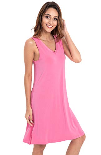 Image of GYS Cooling Bamboo Viscose Nightgowns for Women, Lightweight Sleeveless V Neck Sleep Shirt for Hot Sleepers, Soft Night dress