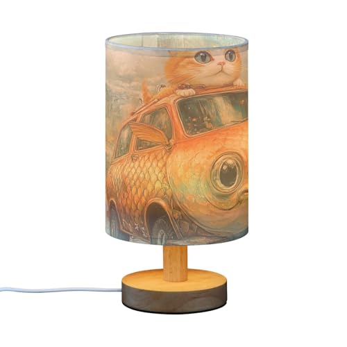 Lámpara de mesa divertida forma de gato y pez con USB miniatura 2