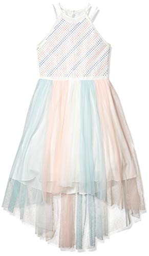 Speechless Girls' High Neck Party Dress with Mesh Skirt