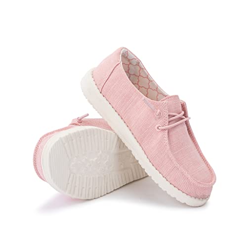 Image of Hey Dude Girl's Wendy Youth Linen Cotton Candy Size 2 | Girl's Shoes | Girl's Lace Up Loafers | Comfortable & Light-Weight