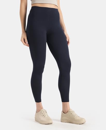 Image of Jockey AW87 Women's Super Combed Cotton Elastane Stretch High Rise Leggings with Ultrasoft Waistband