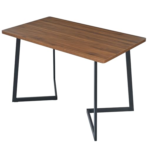 Table rectangulaire 117 x 68 cm finition noyer et structure métal