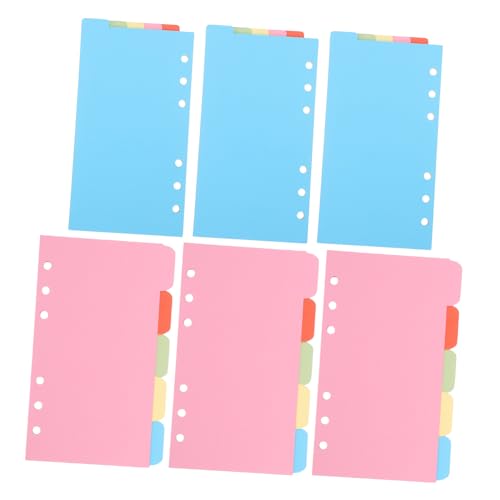 GARIOUANS 6 セット対応 カラフルプラスチック仕切りカード 横 縦タブ付き インデックスページ バインダー仕切りノート プランナー用 入り