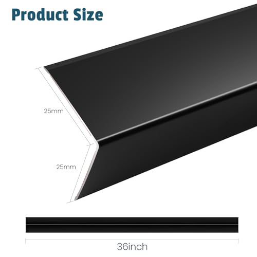 Image of 4Pcs 36 inch Black Metal Corner Protector, L-Molding Corner Guards for Walls, Cabinets, Baseboards, Furniture Decorative Trim, Size 36 inch x 1 inch (Pack of 4)