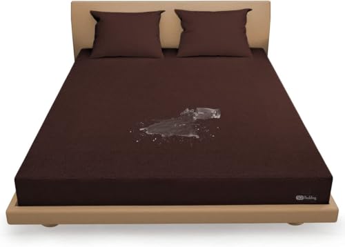 Image of Waterproof Mattress Protector King Size 72x70 - Waterproof Terry Cotton Mattress Protector /Breathable Elastic Fitted Style Bed Cover King Size Bed - Brown Color - Kids Urine Protection