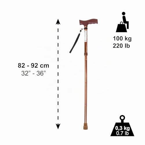 PEPE Mobility Canne de Marche Pliable et Réglable, Aluminium Léger, Bronze – vue 2
