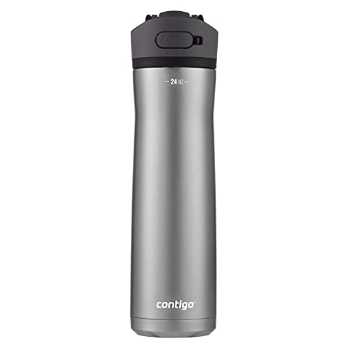 Image of Contigo Ashland Chill Stainless Steel Water Bottle with Leakproof Lid & Straw, Water Bottle with Handle Keeps Drinks Cold for 24hrs & Hot for 6hrs, Great for Travel, School, Work, & More, 24oz