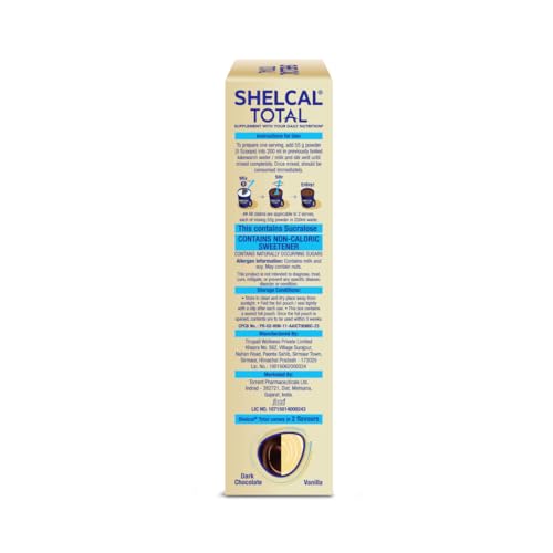 Image of Shelcal Total - Powered by Protein, Multi-Vitamin, Multi-Mineral & Prebiotic supports Bone, Joint & Muscle, Immunity, Gut Health, No Added Sugar (Dark Chocolate) 200g - By Torrent Pharma, Pack of 3