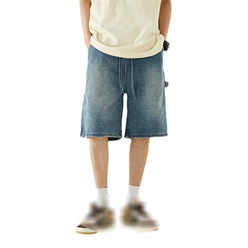 Short en jean décontracté pour homme ample à cordon YXWYXWA