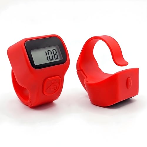 Image of Digital Ring Counter, LCD Display, Finger Tally Clicker for Meditation and Prayer, Ring Style (Pack of 1) (Red)