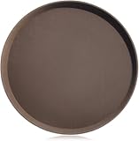 New Star Foodservice 25361 Non-Slip Tray, Plastic, Rubber Lined, Round, 18 inch, Brown