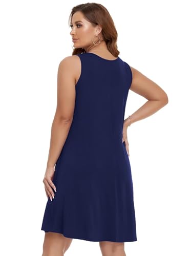 Image of BELAROI Summer Dresses for Women Beach Tshirt Sundress V Neck Casual Swing Tank Dress Swimsuit Cover Ups Pockets