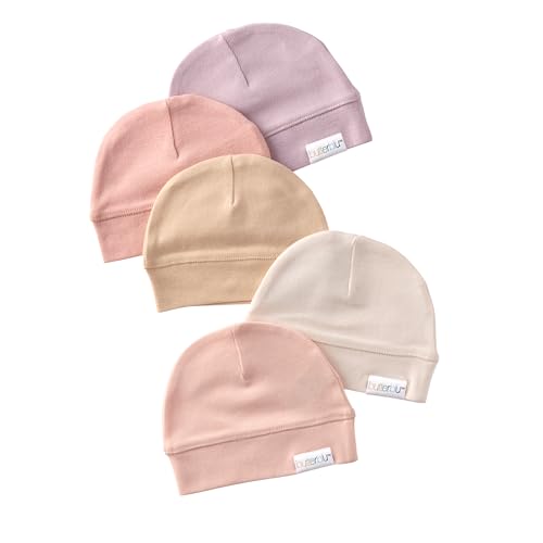 Butterblu Charlie 5-Pack Caps 100% Organic Cotton Beanie Hats for Newborn Baby Boys & Girls Sorbet One Size