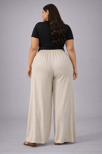 Image of KOTTY Women's Plus Size Wide Leg Pants with Elastic Waist Relaxed Fit Comfortable Casual Travel Wear Style