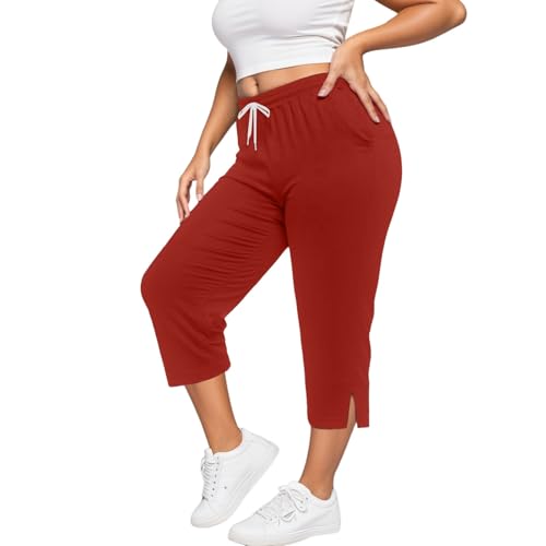 Pantalon de sport décontracté grande taille taille haute à poches