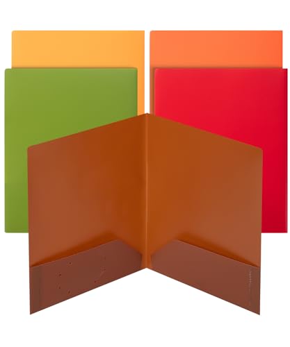 Mr. Pen- Plastic Folders with Pockets, 5 Pack, Letter Size, Vibrant Autumn Colors, Heavy-Duty Plastic Pocket Folders for Documents