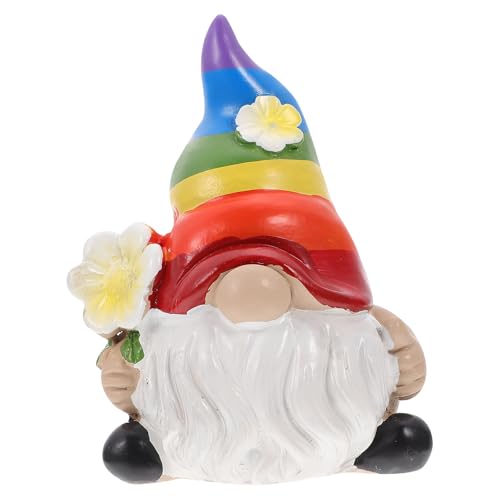 Gnome Garden Statue, Resin Scandinavian Tomte Nisse Figurine, Gnome Decor for Yard, Lawn, Patio, Porch, Indoor Outdoor Decoration, 4.33x2.75x2.36 Inch
