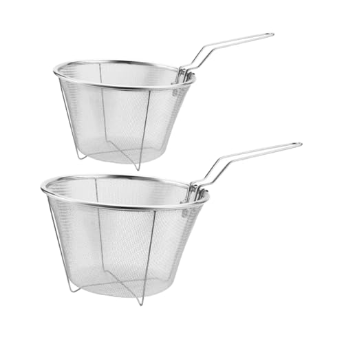 IMIKEYA 2Piezas Cestas de Inoxidable Plegables Unidades Colador Freír Cocina y Restaurantes Drenaje de Aceite