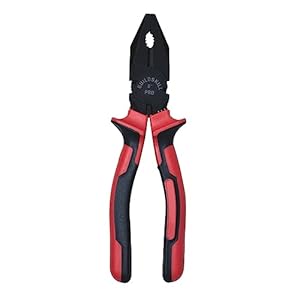 BUILDSKILL Sturdy Steel Combination 8 Inch Plier with Anti Rust Protection | Double Colour Cushioned Rubber Grip | 200 mm | Phosphaste Finish | Drop Forged | Hardened Jaws | 1 (Black and Red)