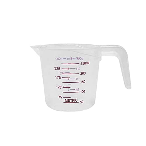 Small Plastic Measuring Cup, Stackable Clear Measuring Jug Graduated Liquid Cup for Cooking, Baking,Lab(250ML)