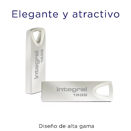Image of Integral 16GB USB Memory 2.0 Flash Drive Arc with metal casing for keyring, a stylish and elegant solution to transfer and back-up your files